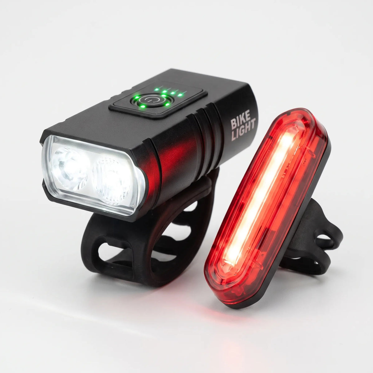 Front and rear bike light set