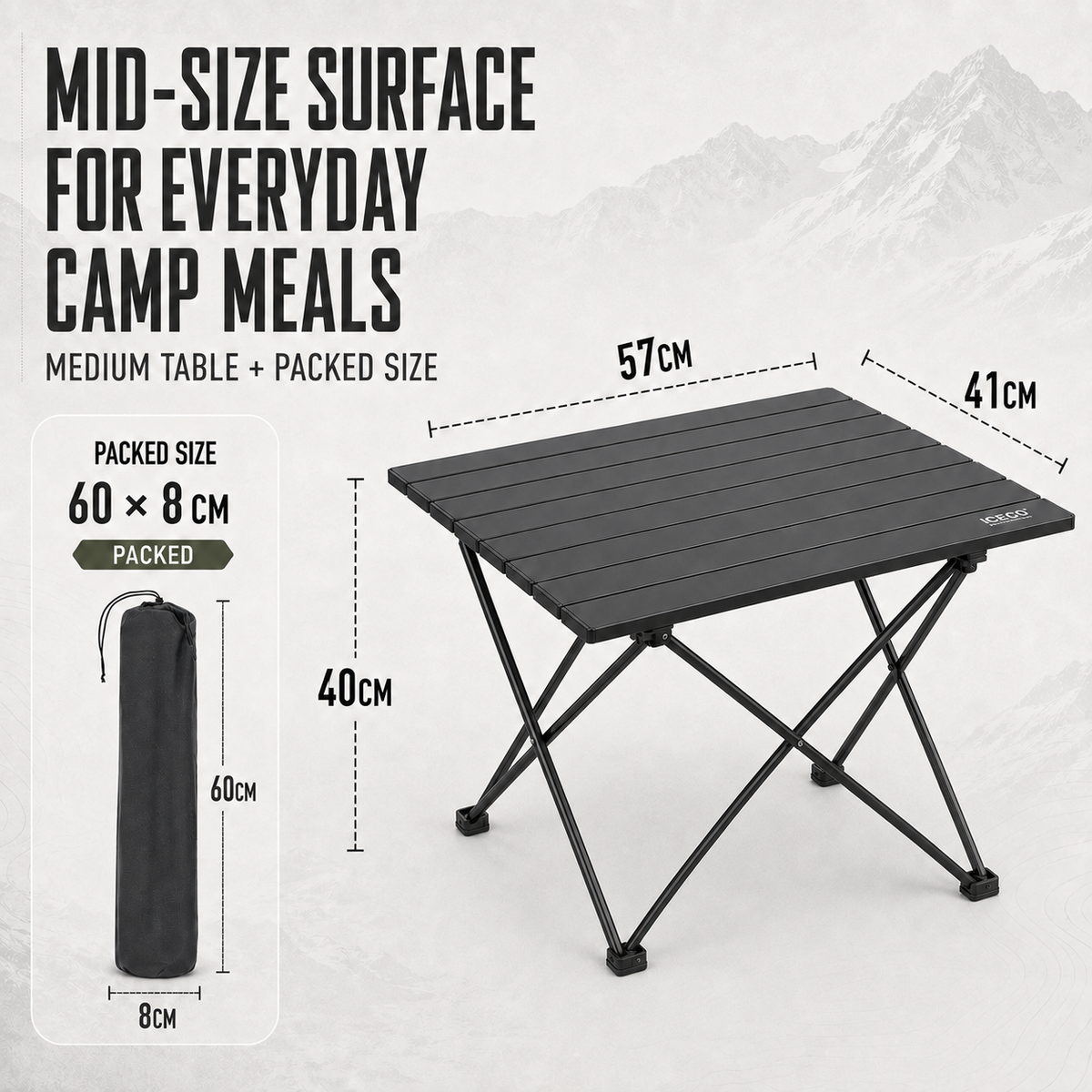 Medium size for everyday camp meals