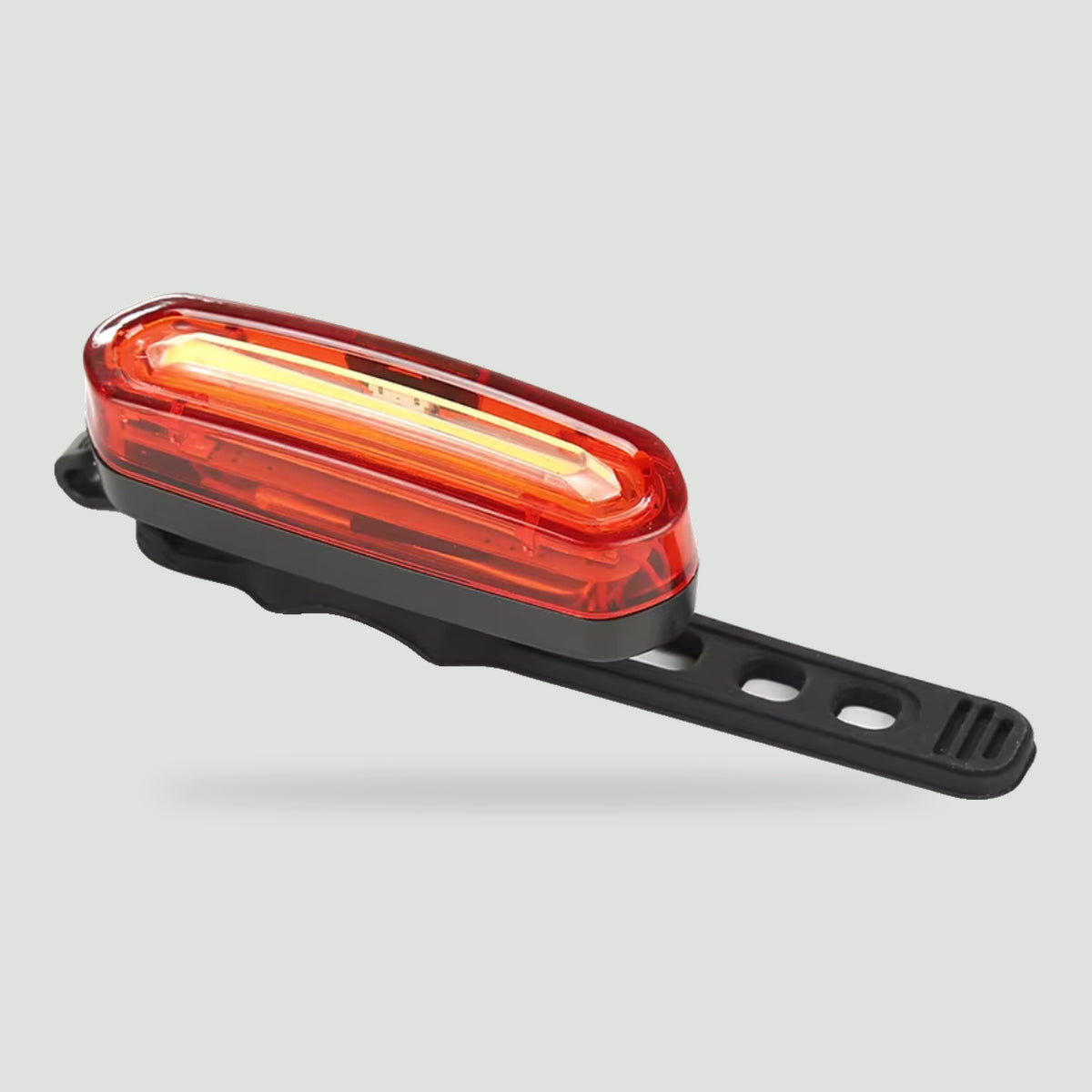 Rear bike light with the rubber mounting strap