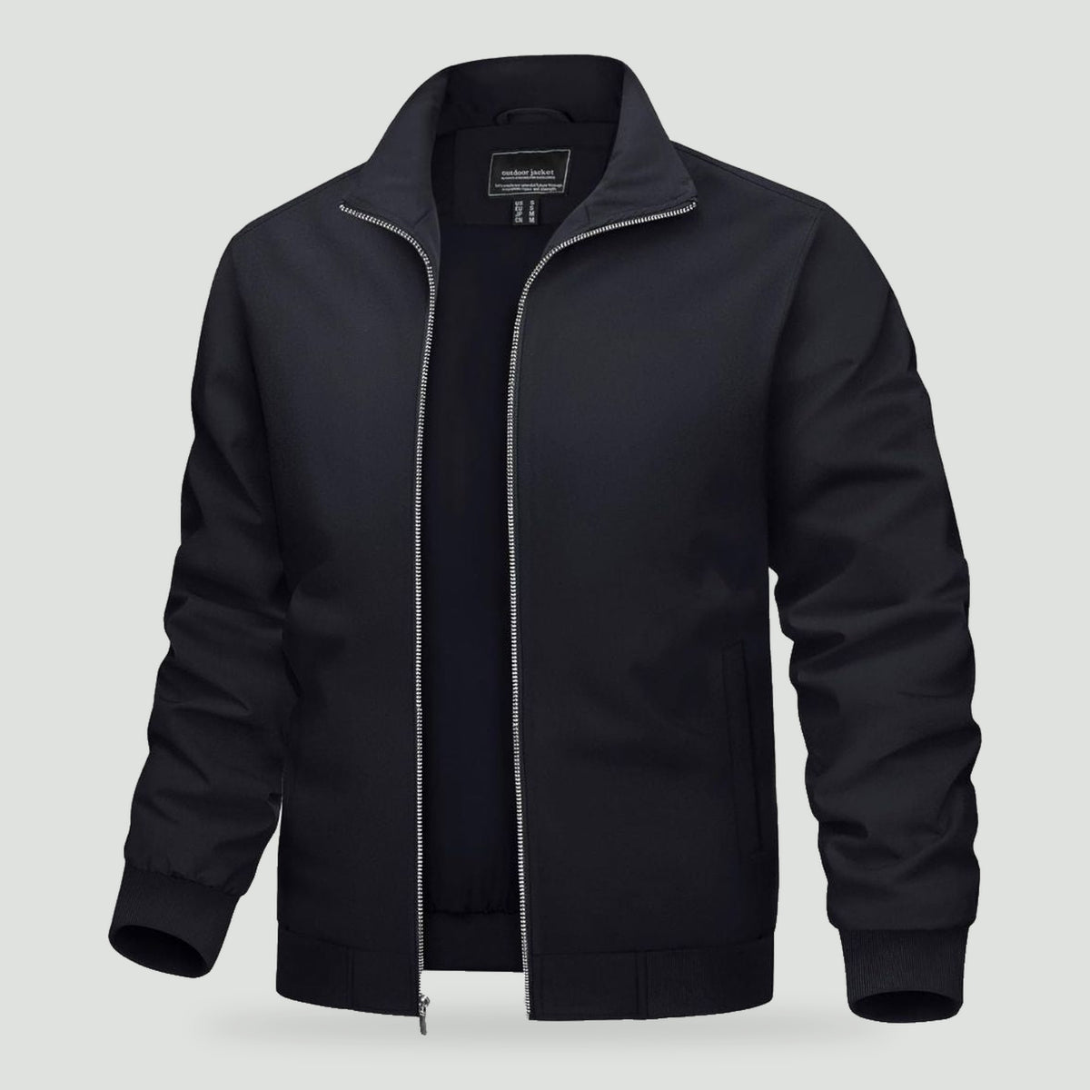 Men's windbreaker jacket in Black, front view