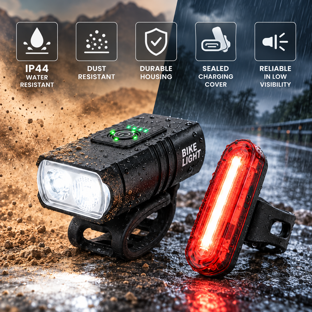 IP44 water-resistant and dust-resistant housing