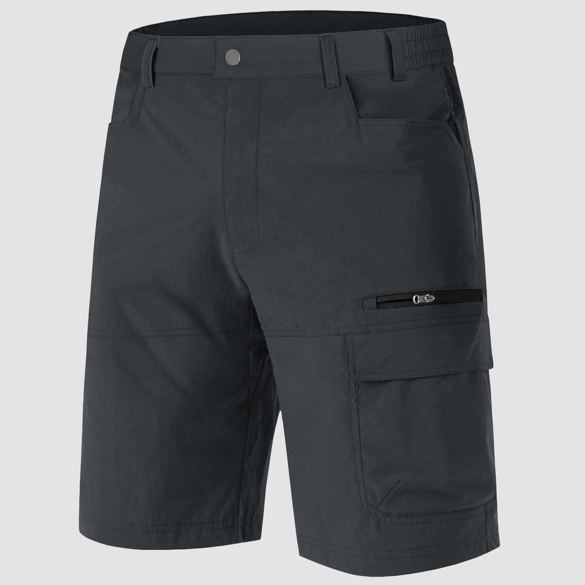 Men's stretch cargo shorts in Dark Grey, front view