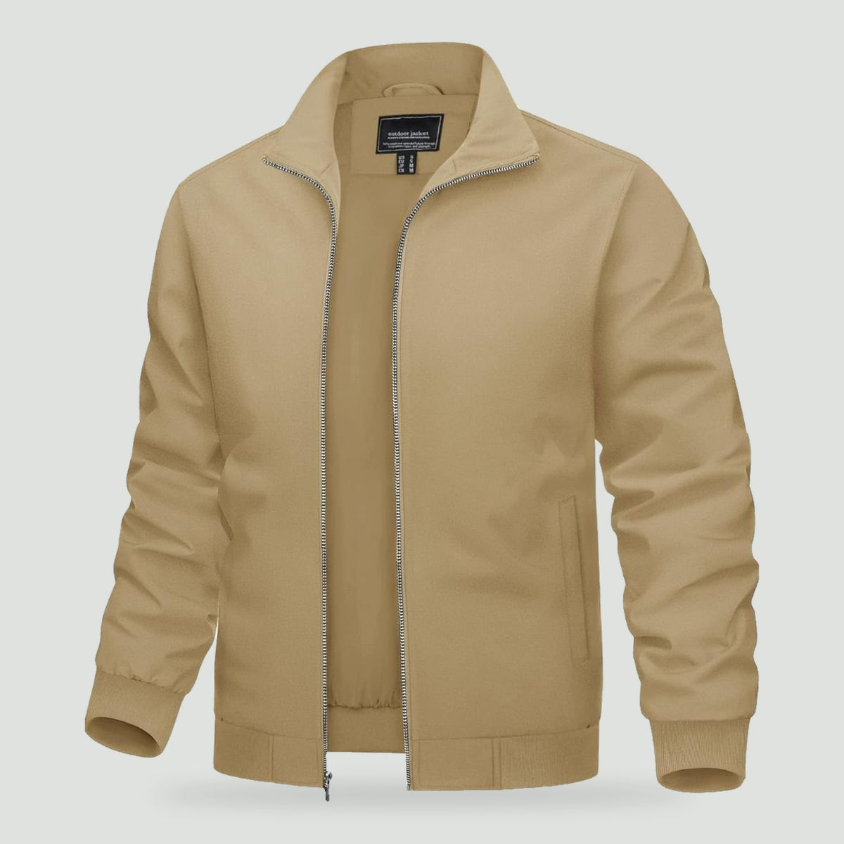 Men's windbreaker jacket in Khaki, front view