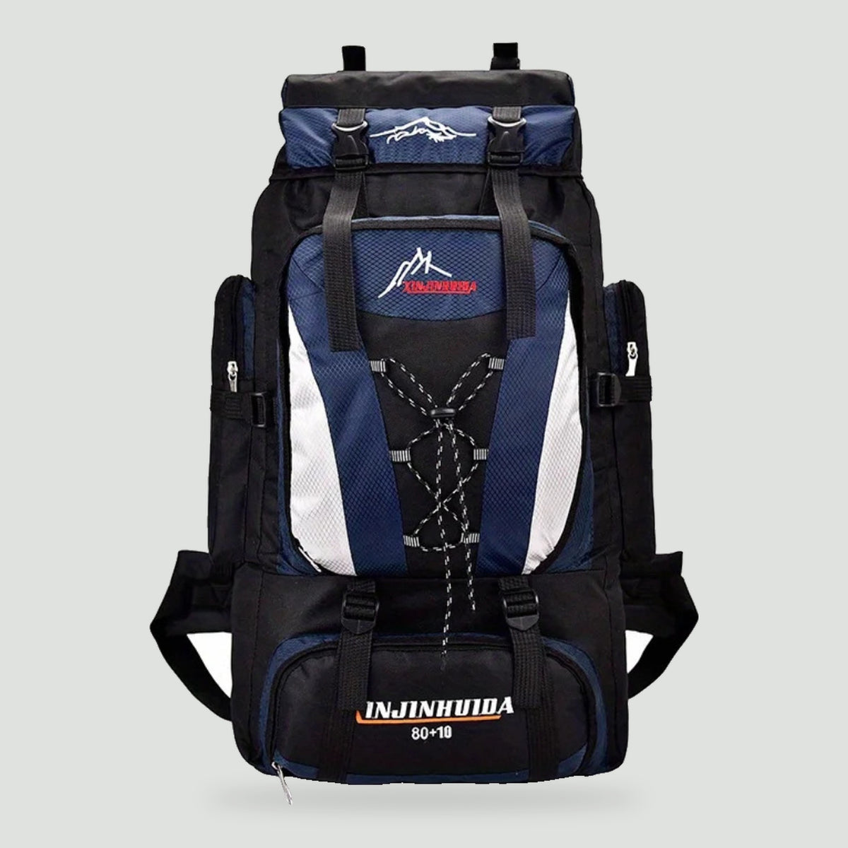 80L hiking rucksack in Navy, front view