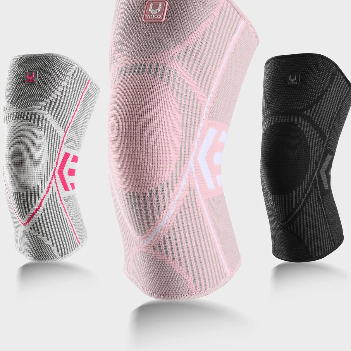 Knee sleeves in Grey, Pink and Black