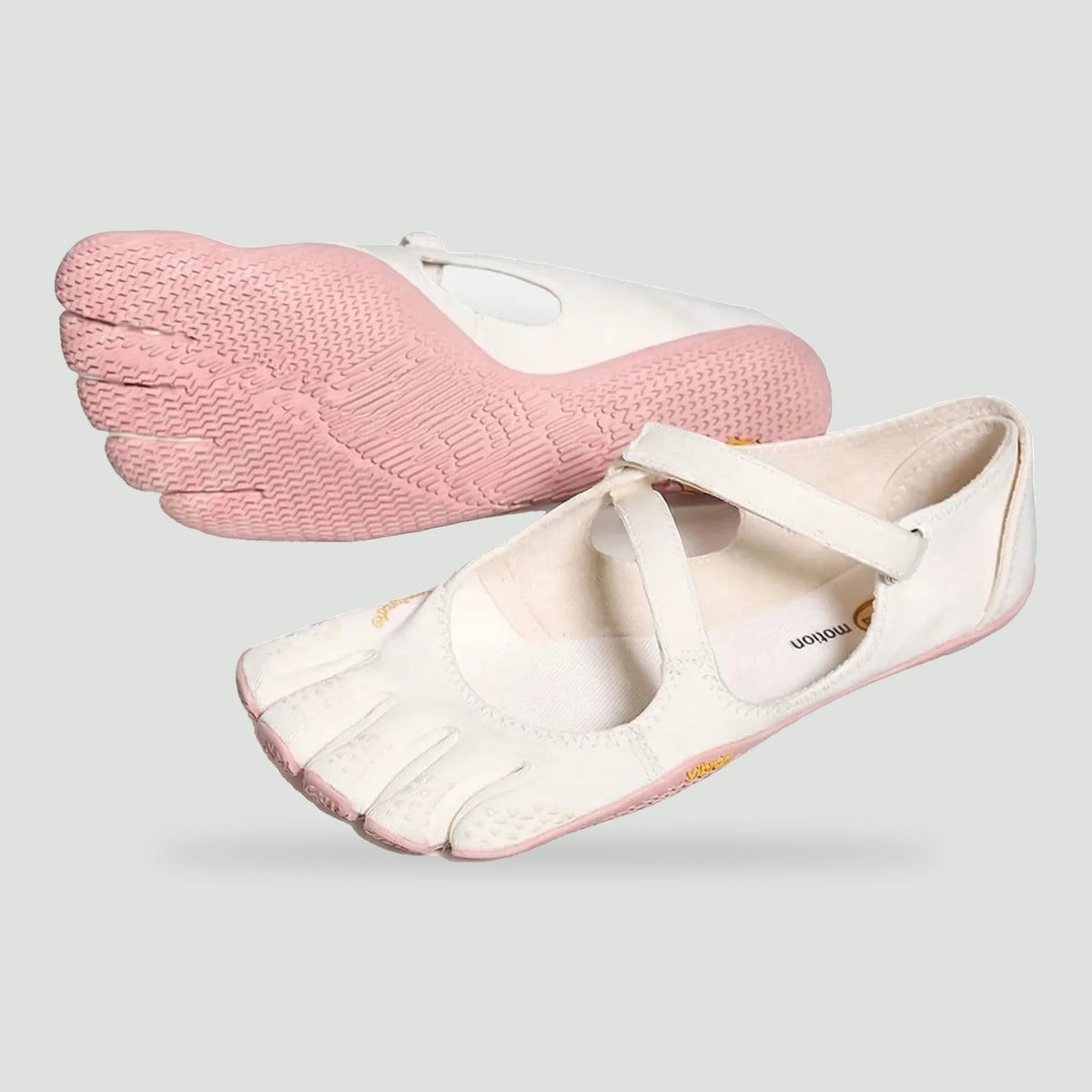 Women's five toe shoes in White with pink sole