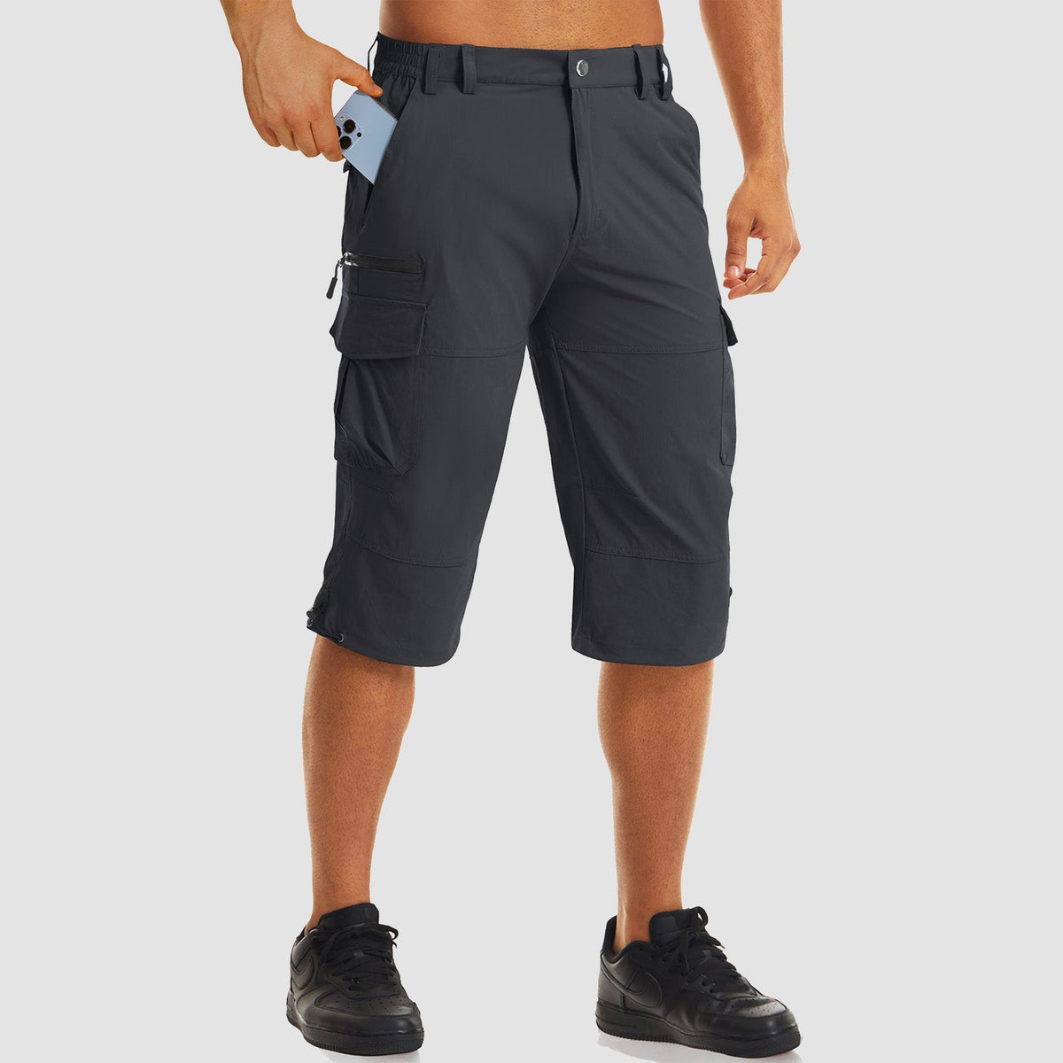 Men's 3/4 pants in Dark Grey, front view
