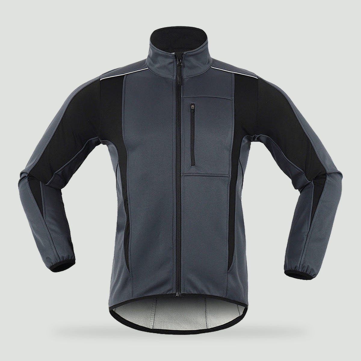 Men's cycling jacket in Grey, front view