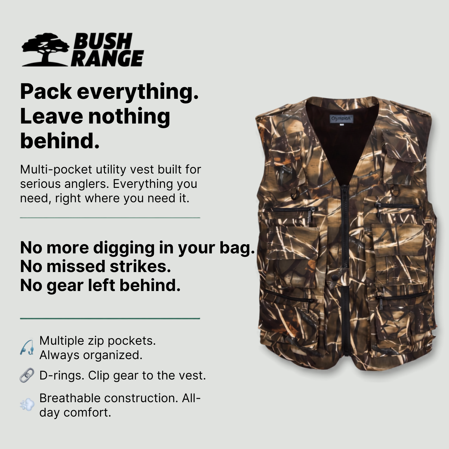 Men’s Camouflage Outdoor Vest – Multi Pocket Utility Design