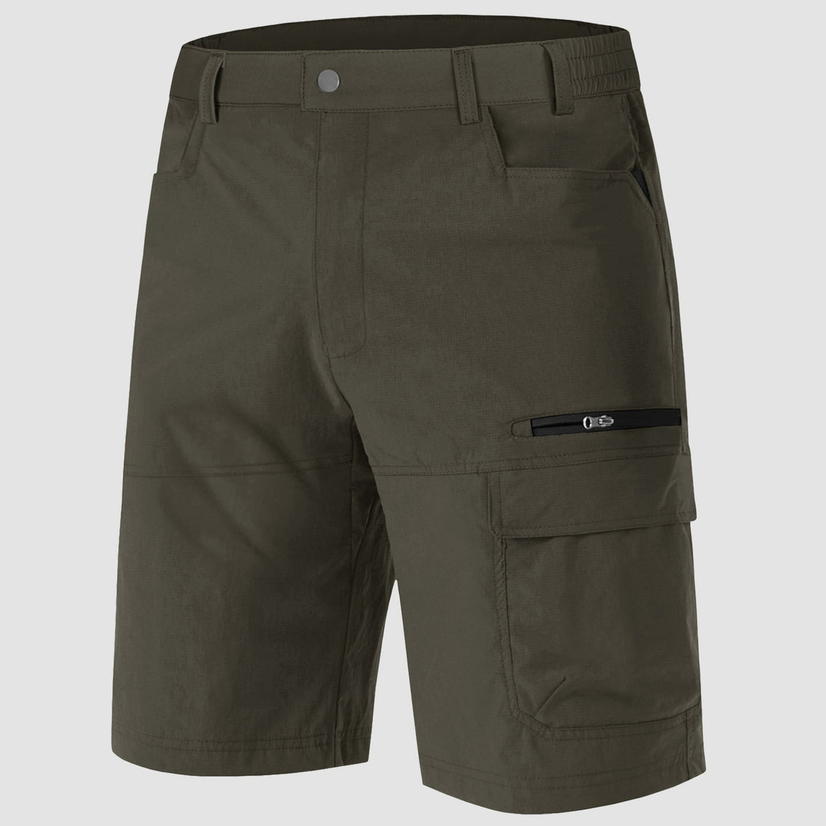 Men's stretch cargo shorts in Green, front view