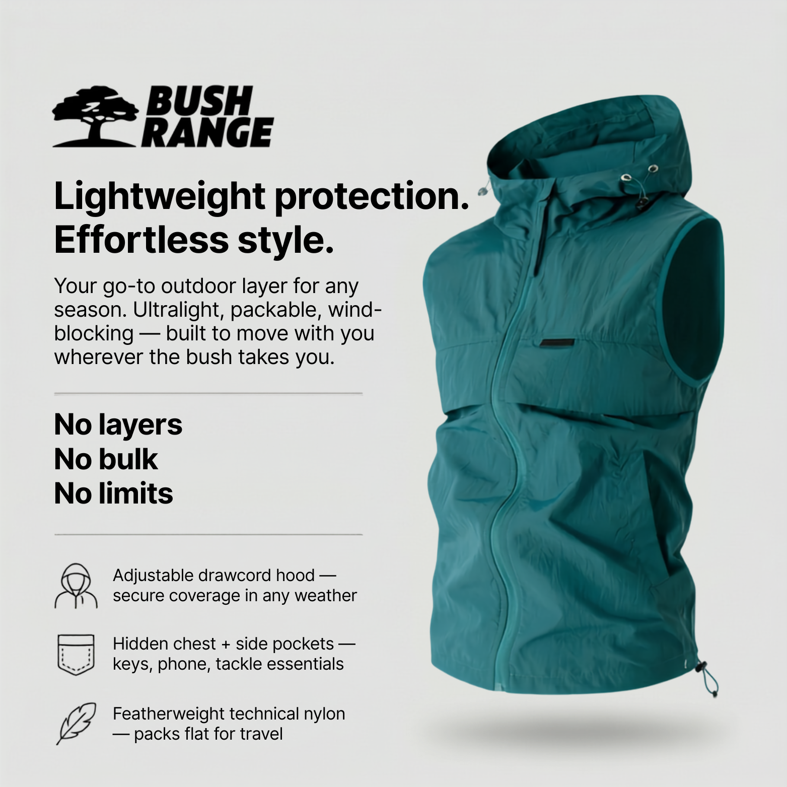 Lightweight Hooded Sleeveless Fishing Vest – Summer Outdoor Layer