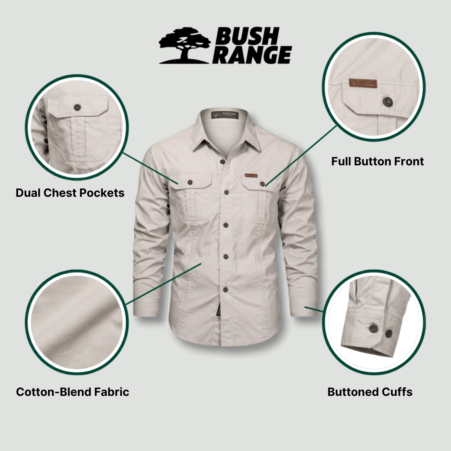 Lightweight Long-Sleeve Outdoor Shirt – Durable Cotton-Blend for Active Use