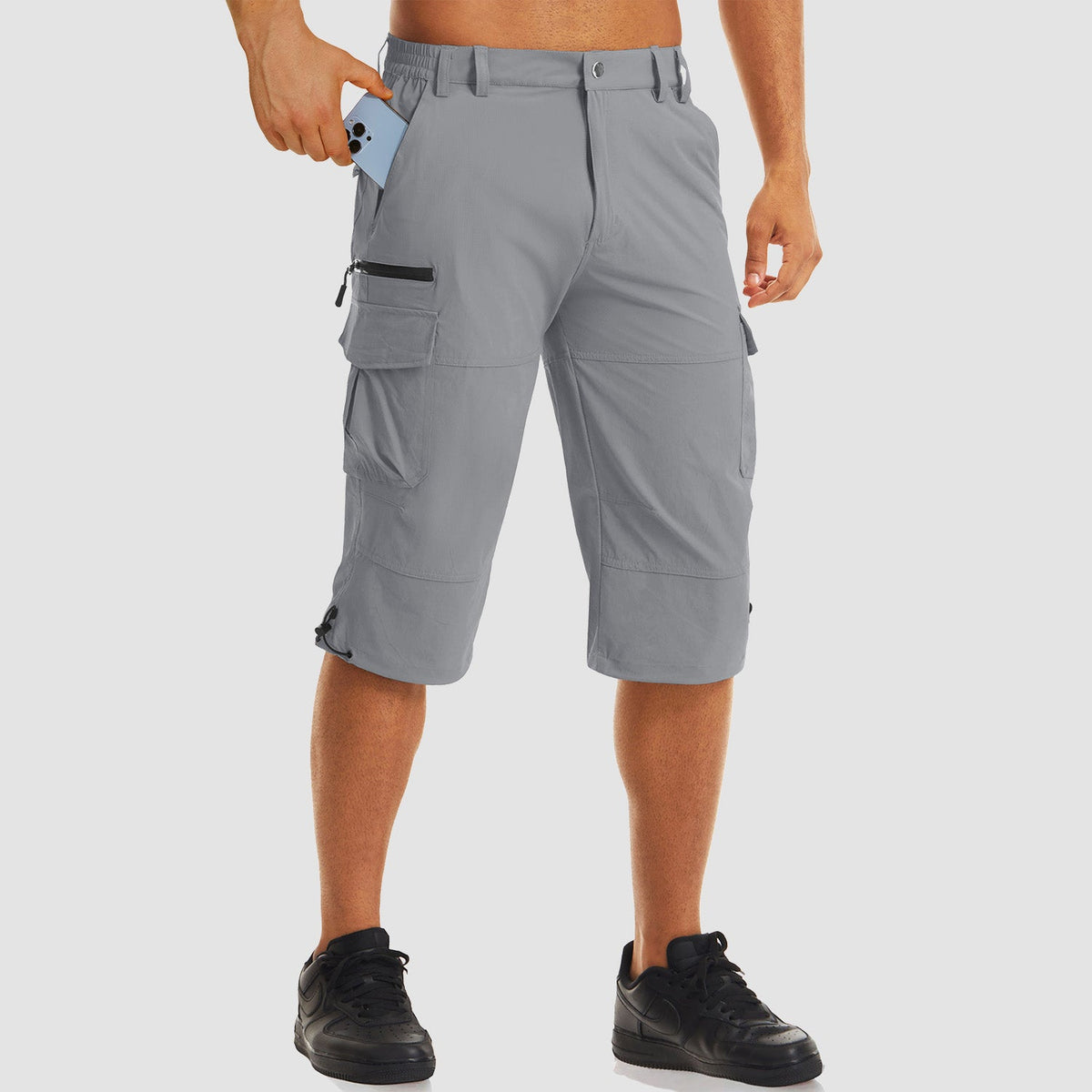 Men's 3/4 pants in Light Grey, front view