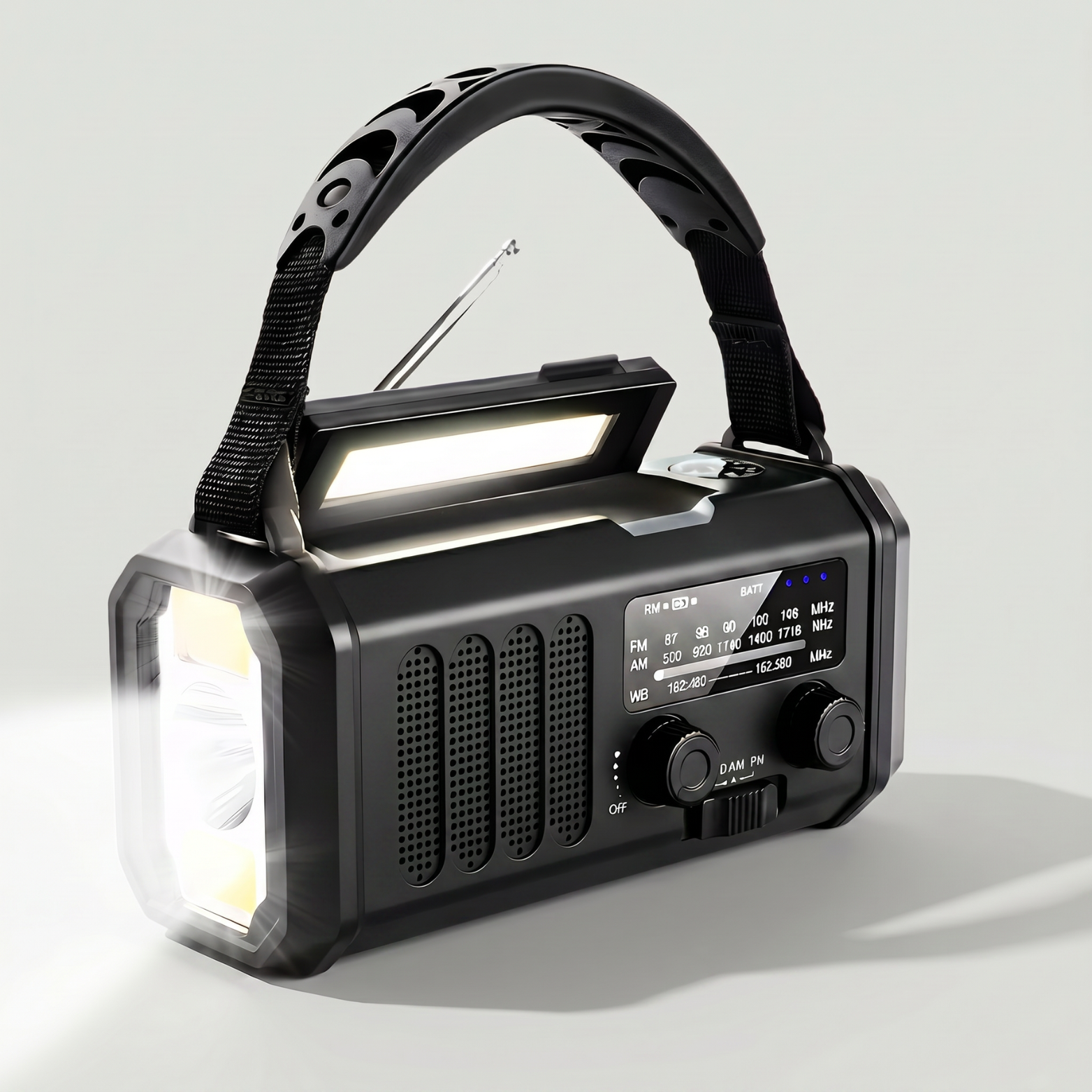 Emergency Radio with Solar & Hand Crank – 10000 mAh Power Bank