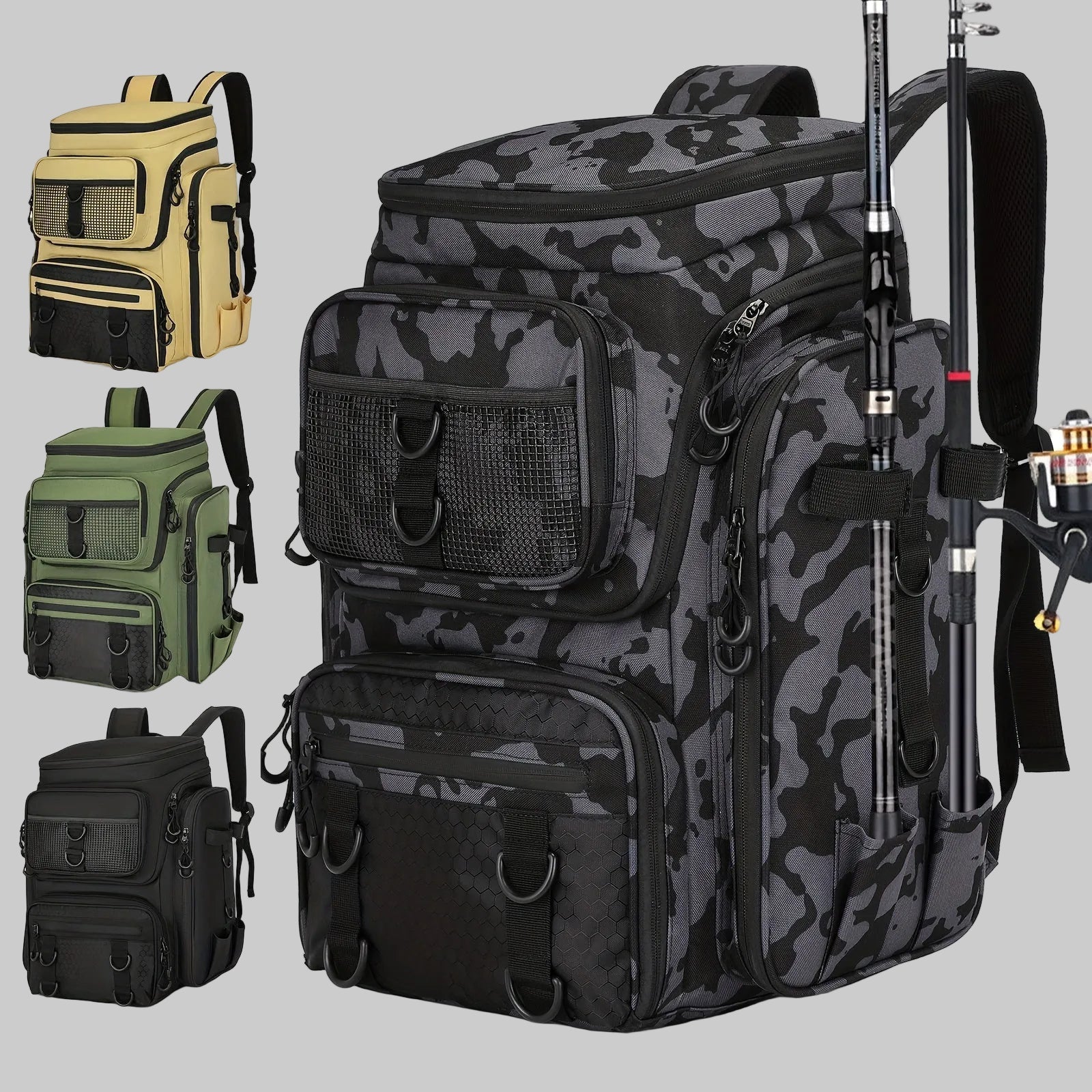 42L Fishing Backpack with Rod Holder – Large Capacity for Outdoor Gear - Bush Range