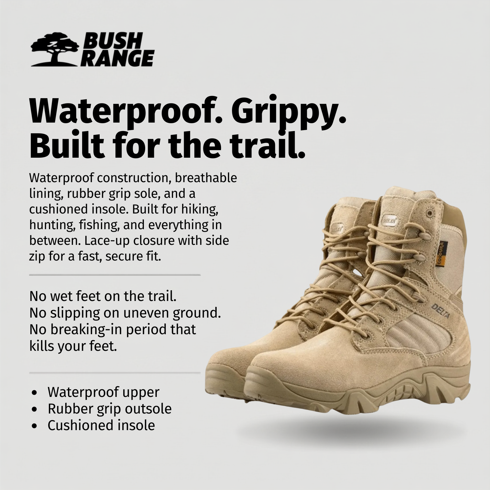 Men’s Lightweight Waterproof Tactical Hiking Shoes – Grip Sole for Outdoor Use