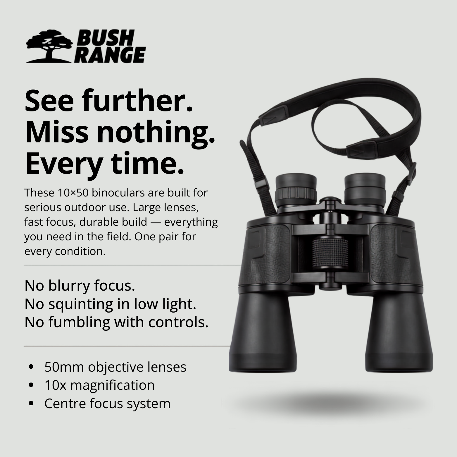 10x50 High-Definition Binoculars – Large Lens