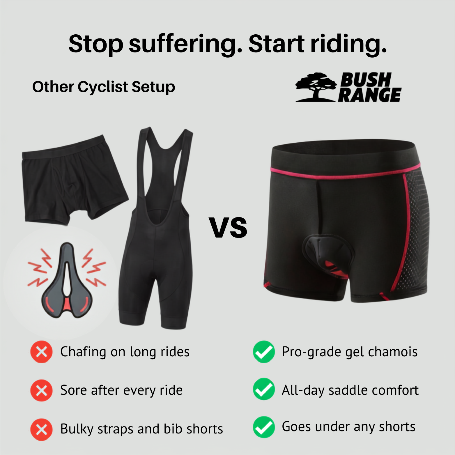 Padded Breathable Cycling Undershorts – Gel Support Base Layer