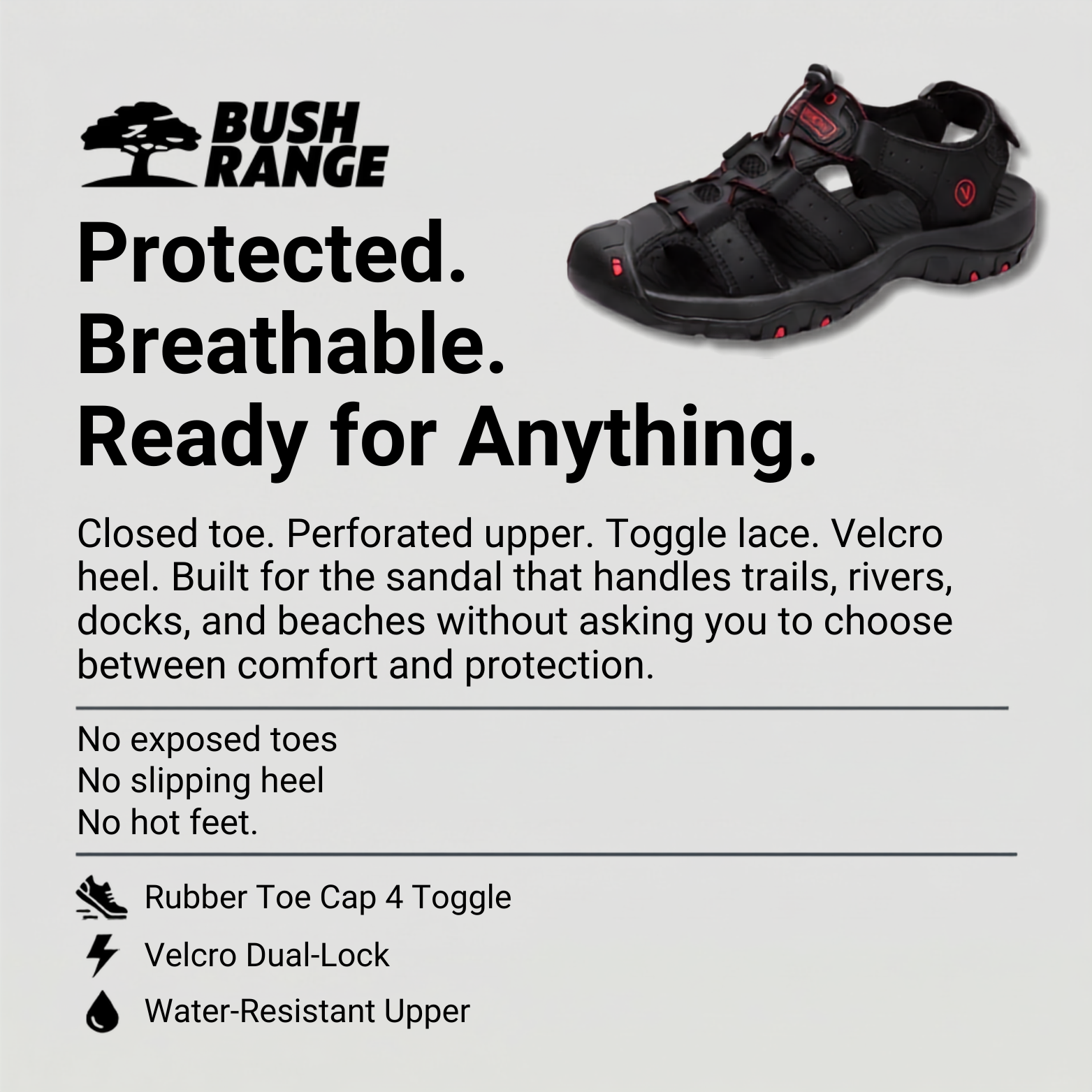 Water Resistant Outdoor Hiking Sandals – Lightweight Grip Support