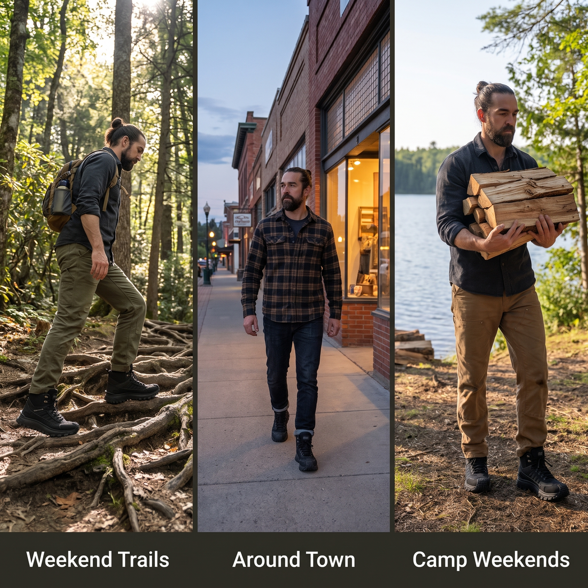 Hiking boots for weekend trails, around town and camp weekends