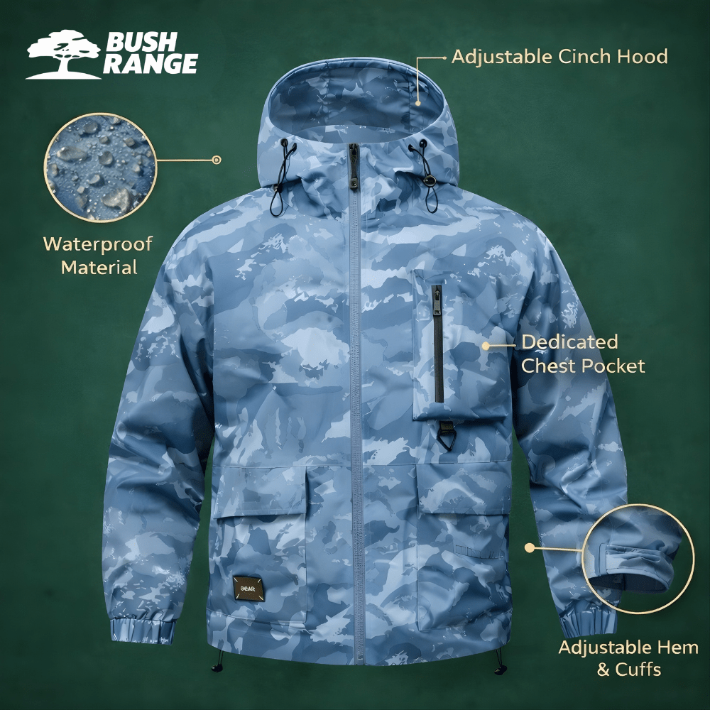 Camouflage Hooded Jacket – Functional Design with Large Pockets - Bush Range