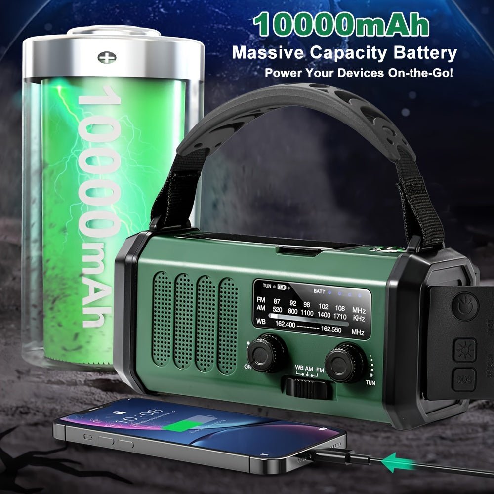 Emergency Radio with Solar & Hand Crank – 10000 mAh Power Bank - Bush Range