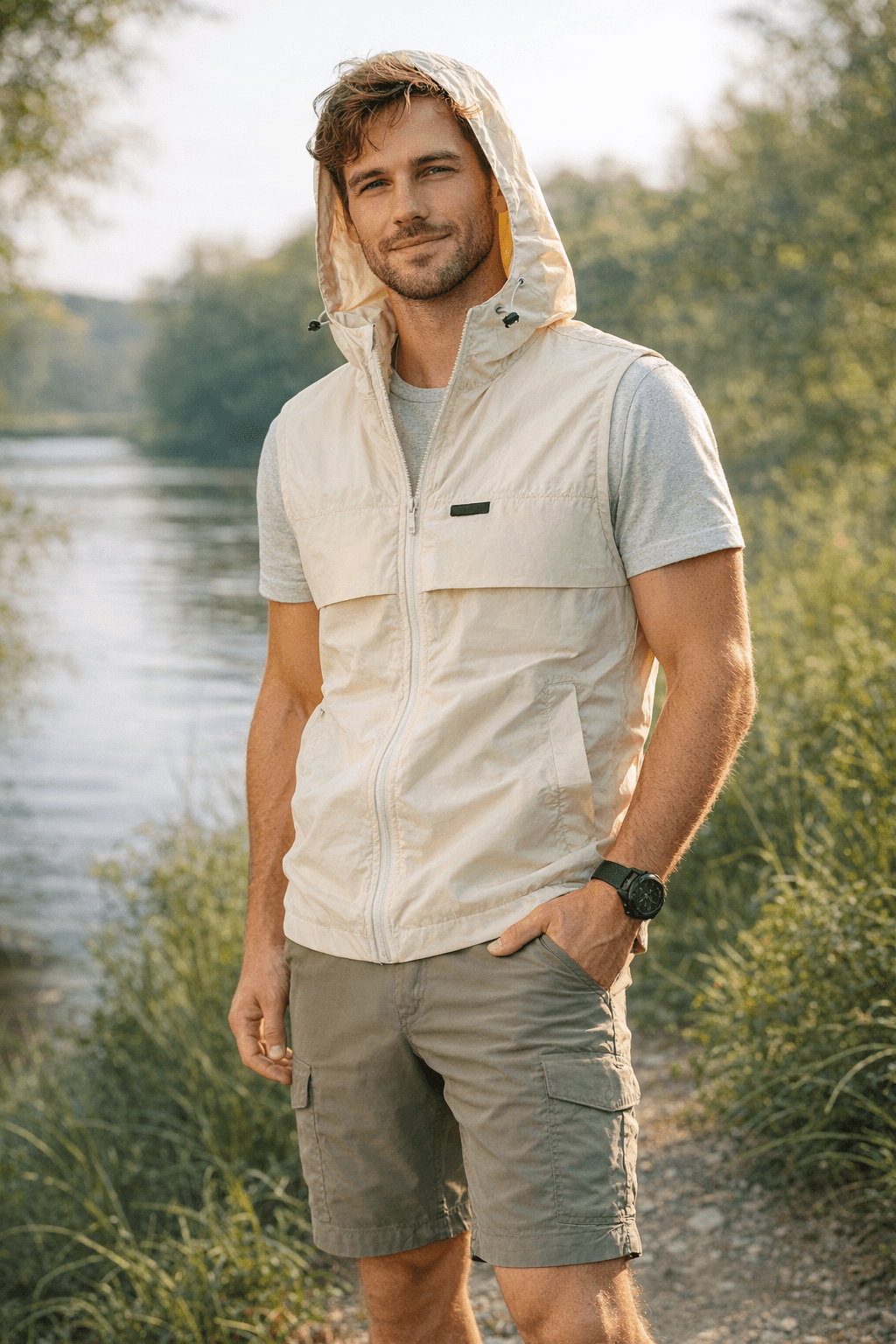 Lightweight Hooded Sleeveless Fishing Vest – Summer Outdoor Layer - Bush Range