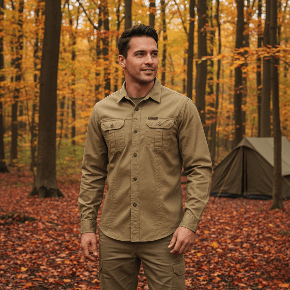Lightweight Long - Sleeve Outdoor Shirt – Durable Cotton - Blend for Active Use - Bush Range
