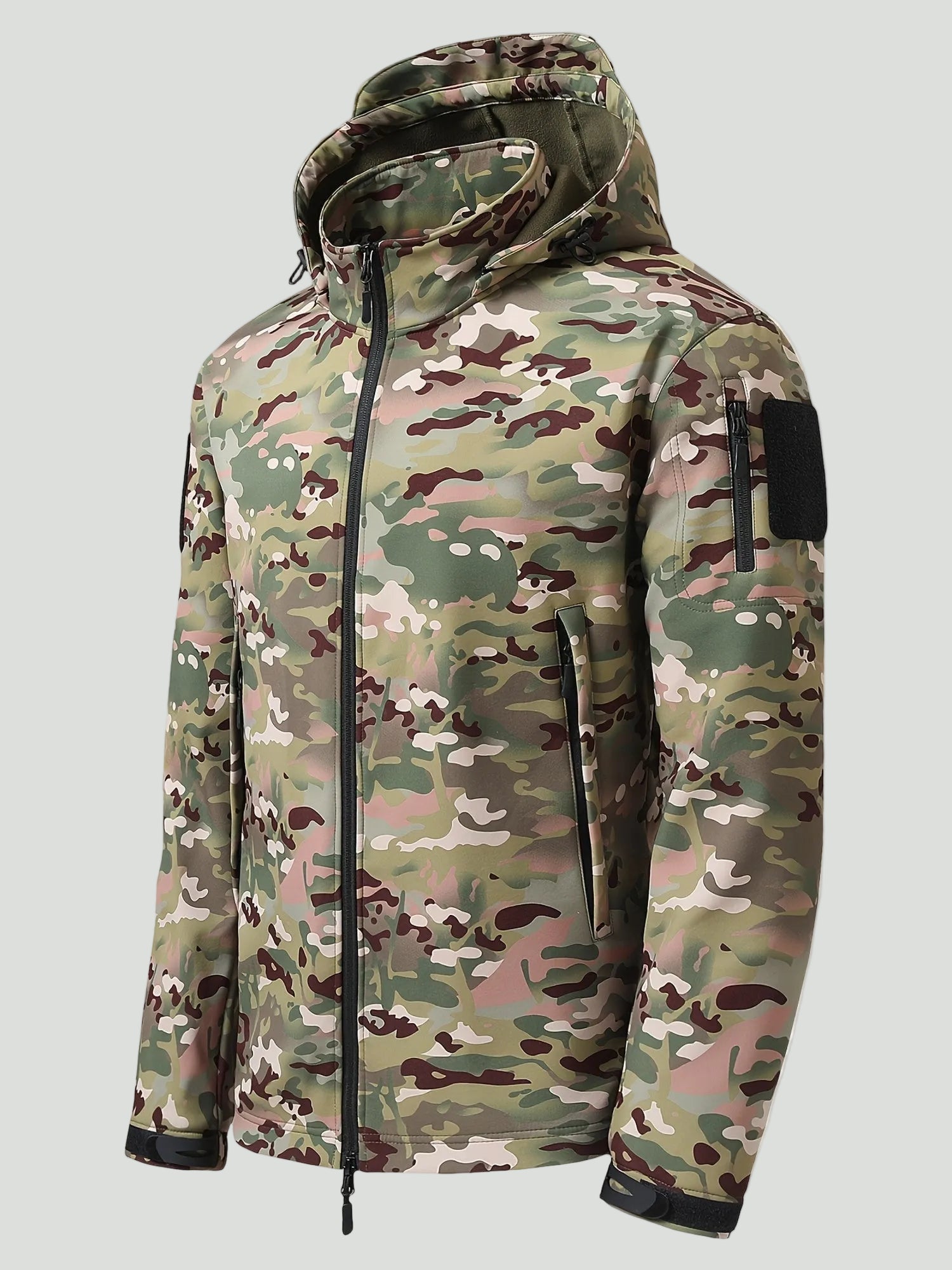 Men’s Camouflage Softshell Jacket – Hooded Outdoor Layer for Cold Weather Use - Bush Range
