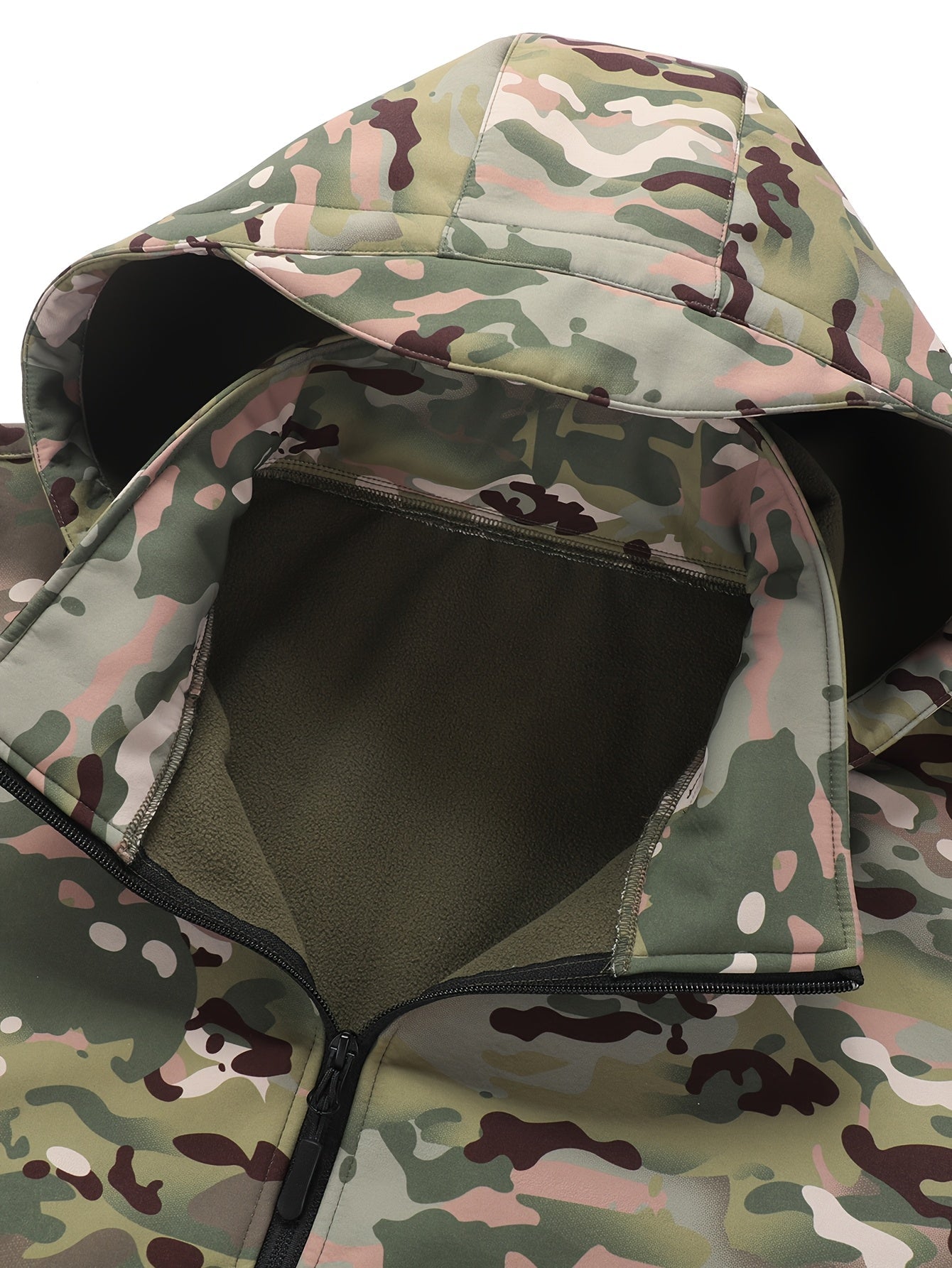 Men’s Camouflage Softshell Jacket – Hooded Outdoor Layer for Cold Weather Use - Bush Range