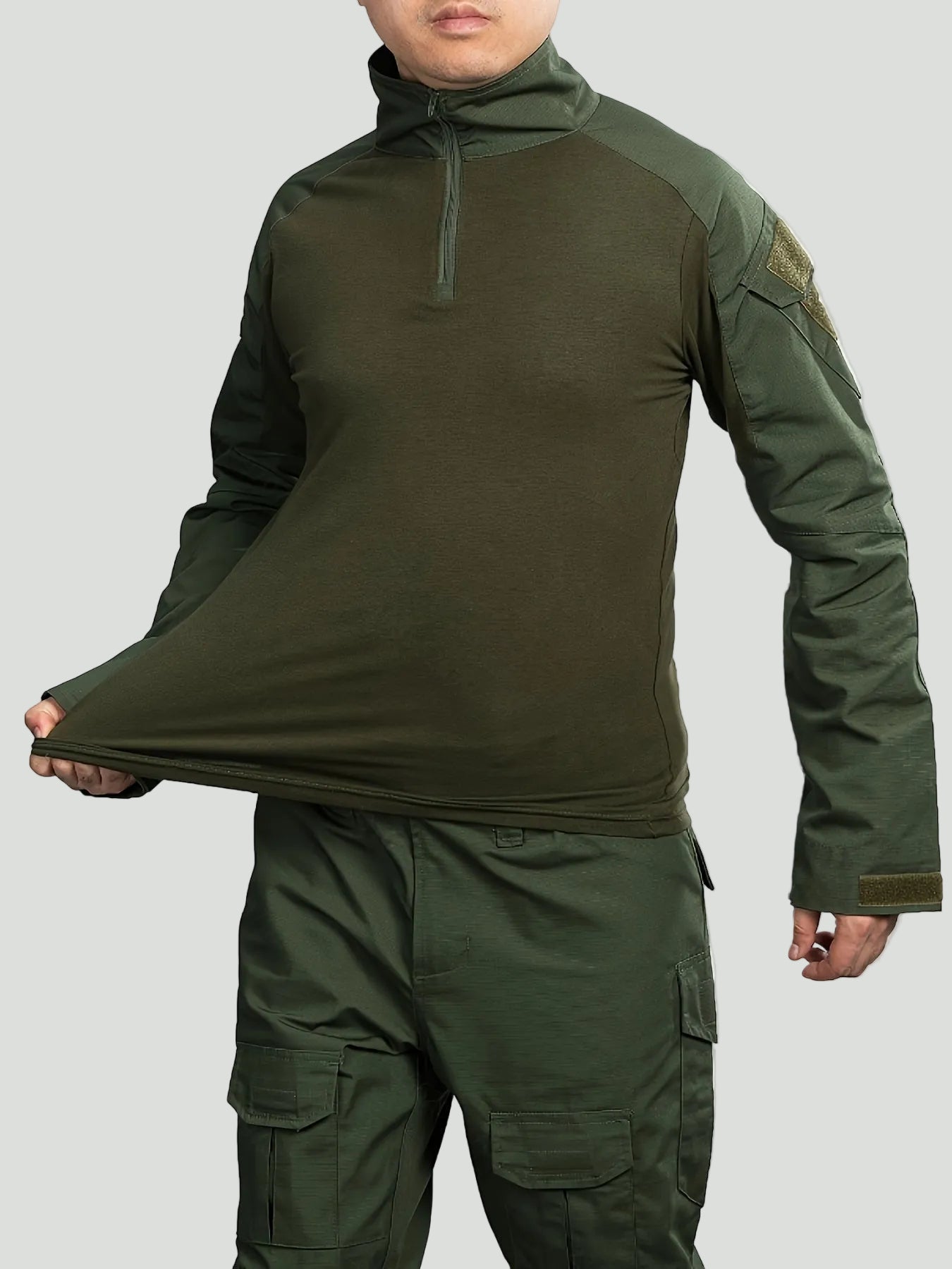 Men’s Camouflage Tactical Long Sleeve Shirt – Half Zip Outdoor Layer - Bush Range