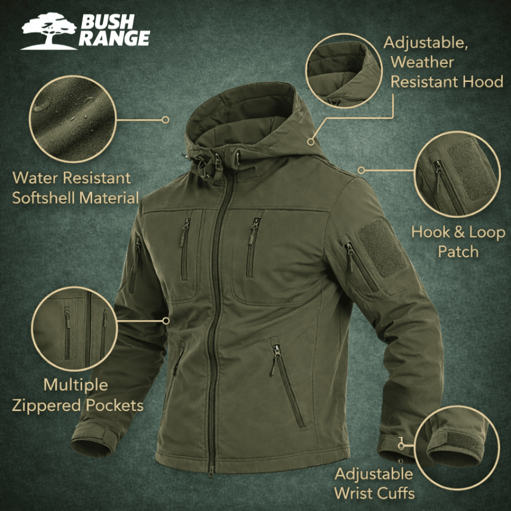 Men’s Tactical Softshell Jacket – Insulated Outdoor Layer for Cold Weather Use - Bush Range