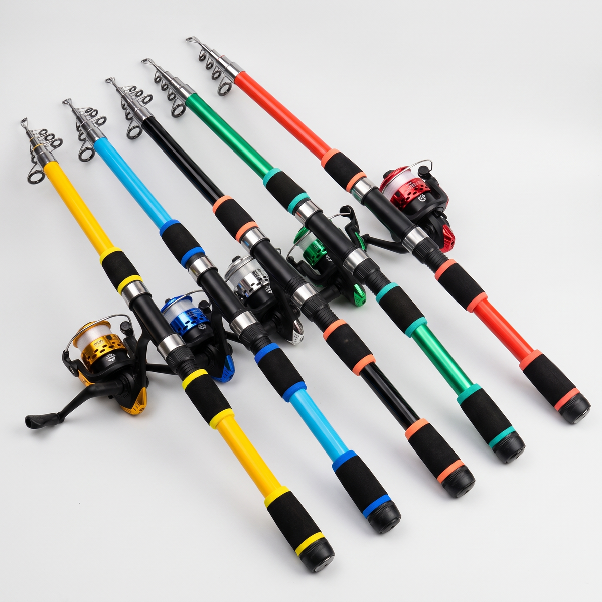 All five colourways of the rod and reel combo