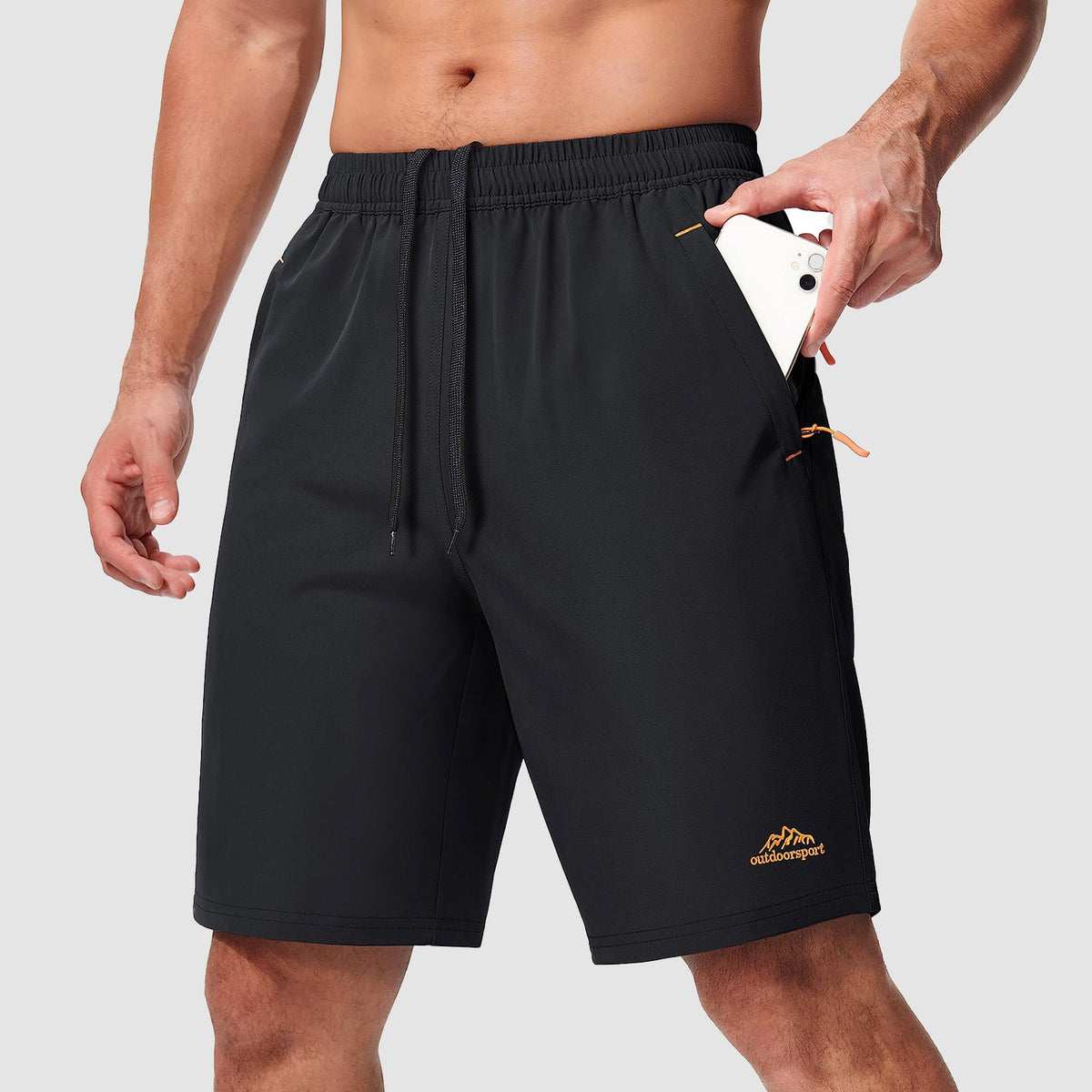 Men's running shorts in Black, front view