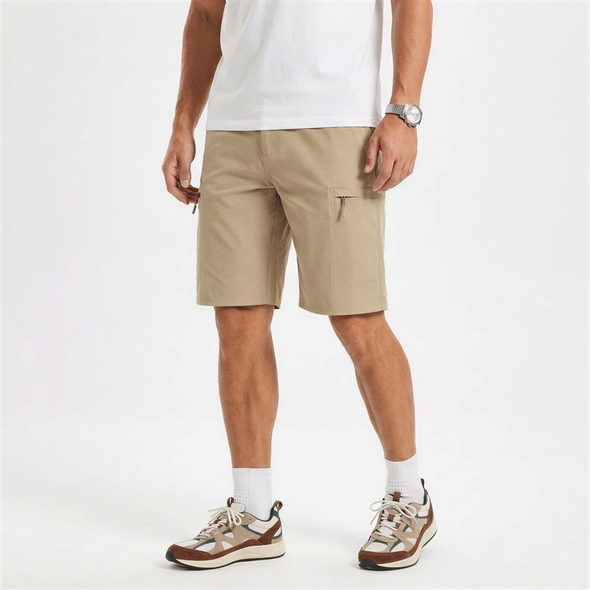 Men's casual shorts in Khaki, front view