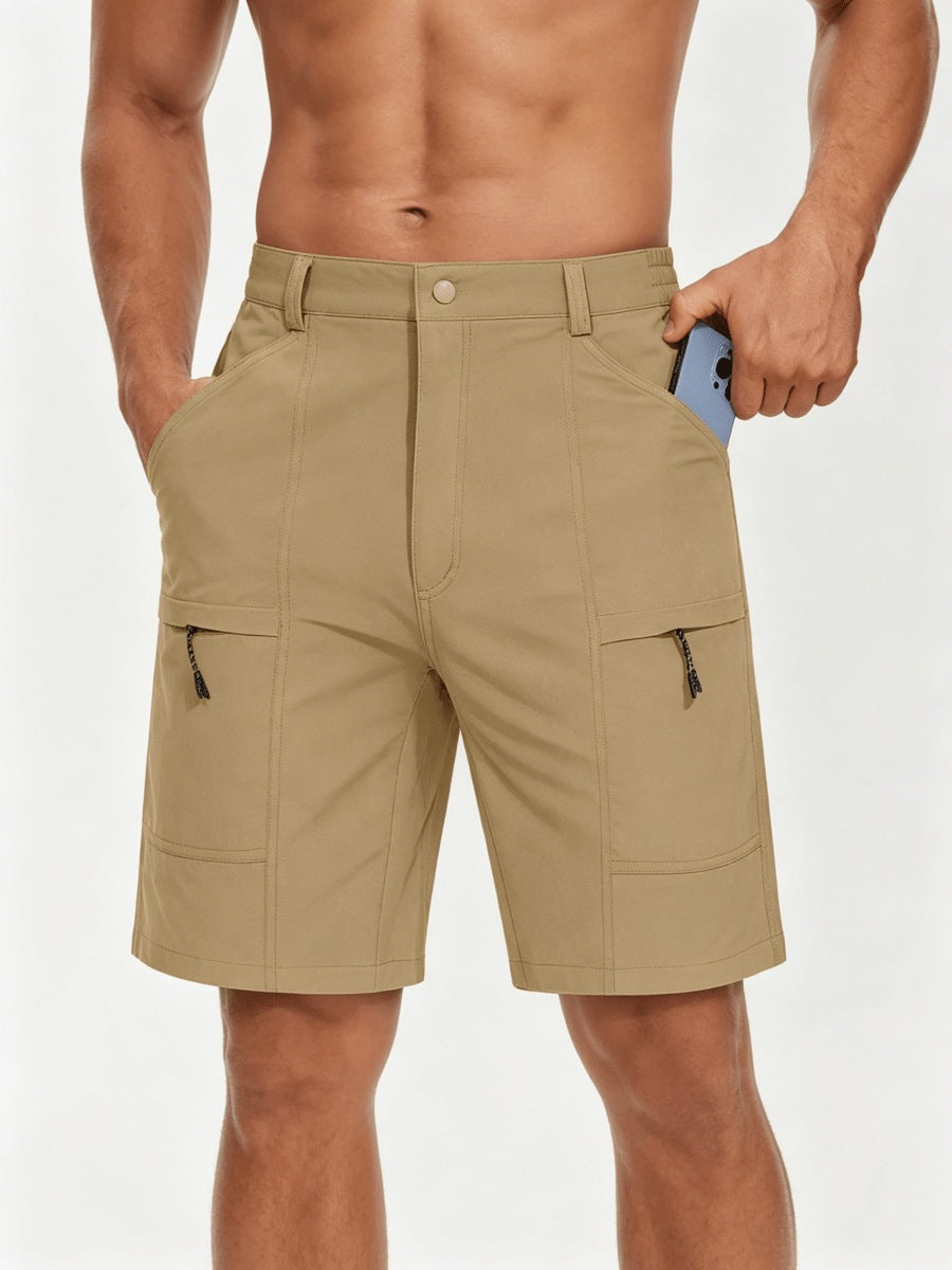 Men's hiking shorts in Khaki, front view