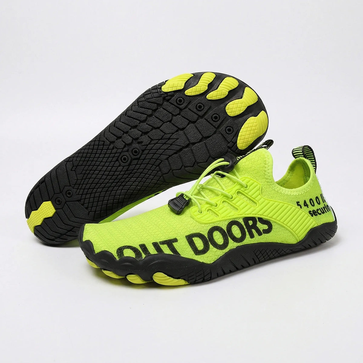Reef shoes for men and women in Neon Green, sole and side view