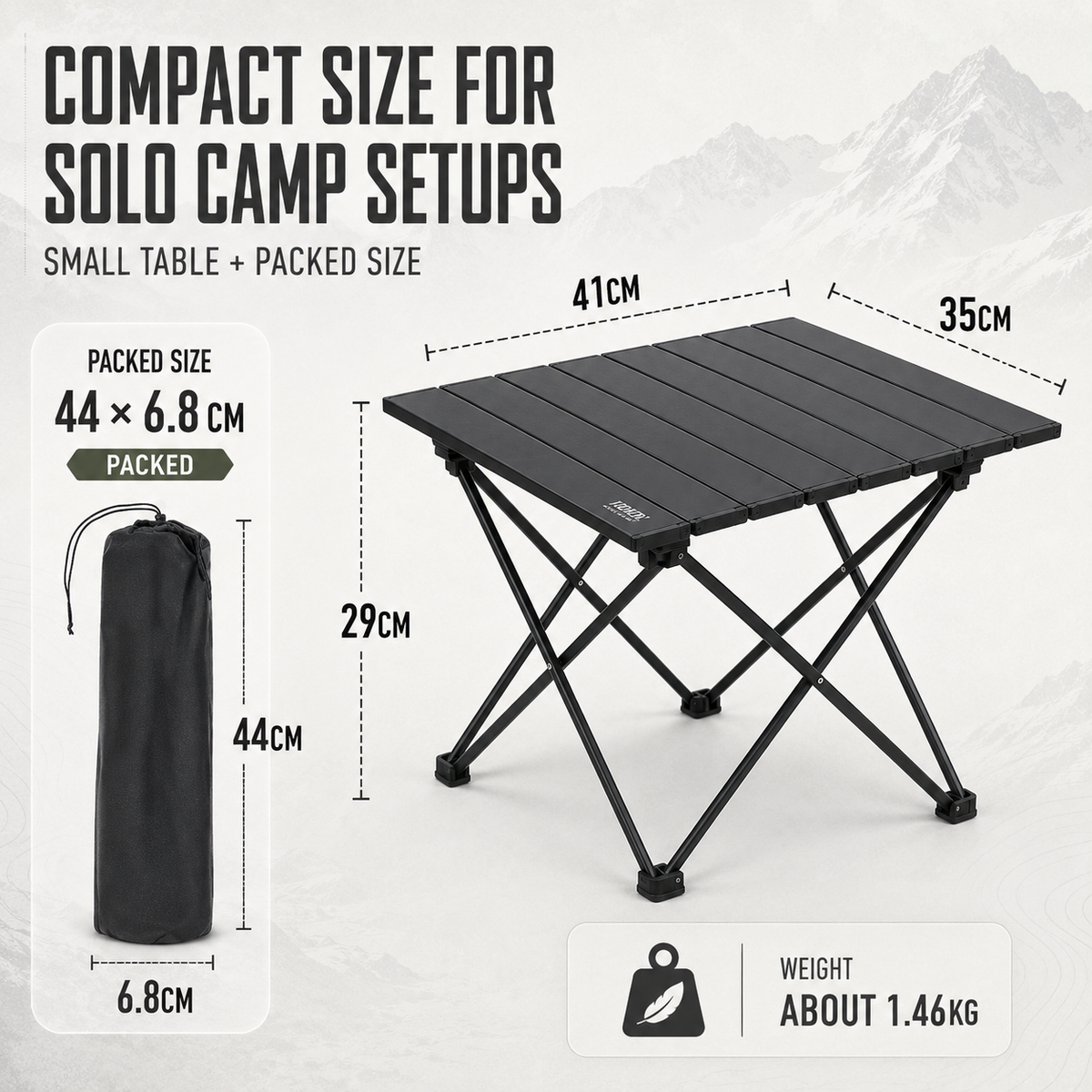 Small size for solo camp setups