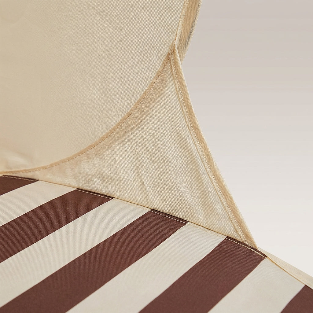 Close up of the pop up beach tent fabric and striped floor