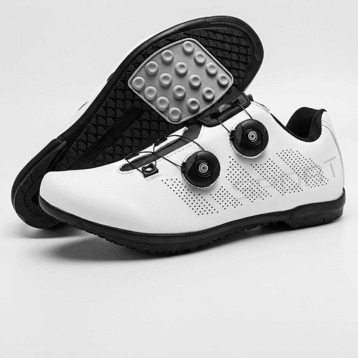 Flat pedal cycling shoes in White with dual dial closure