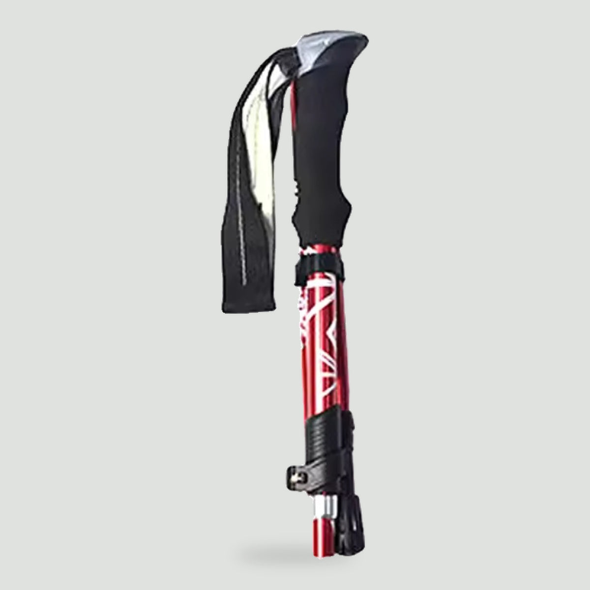 Folding hiking pole in Red, folded