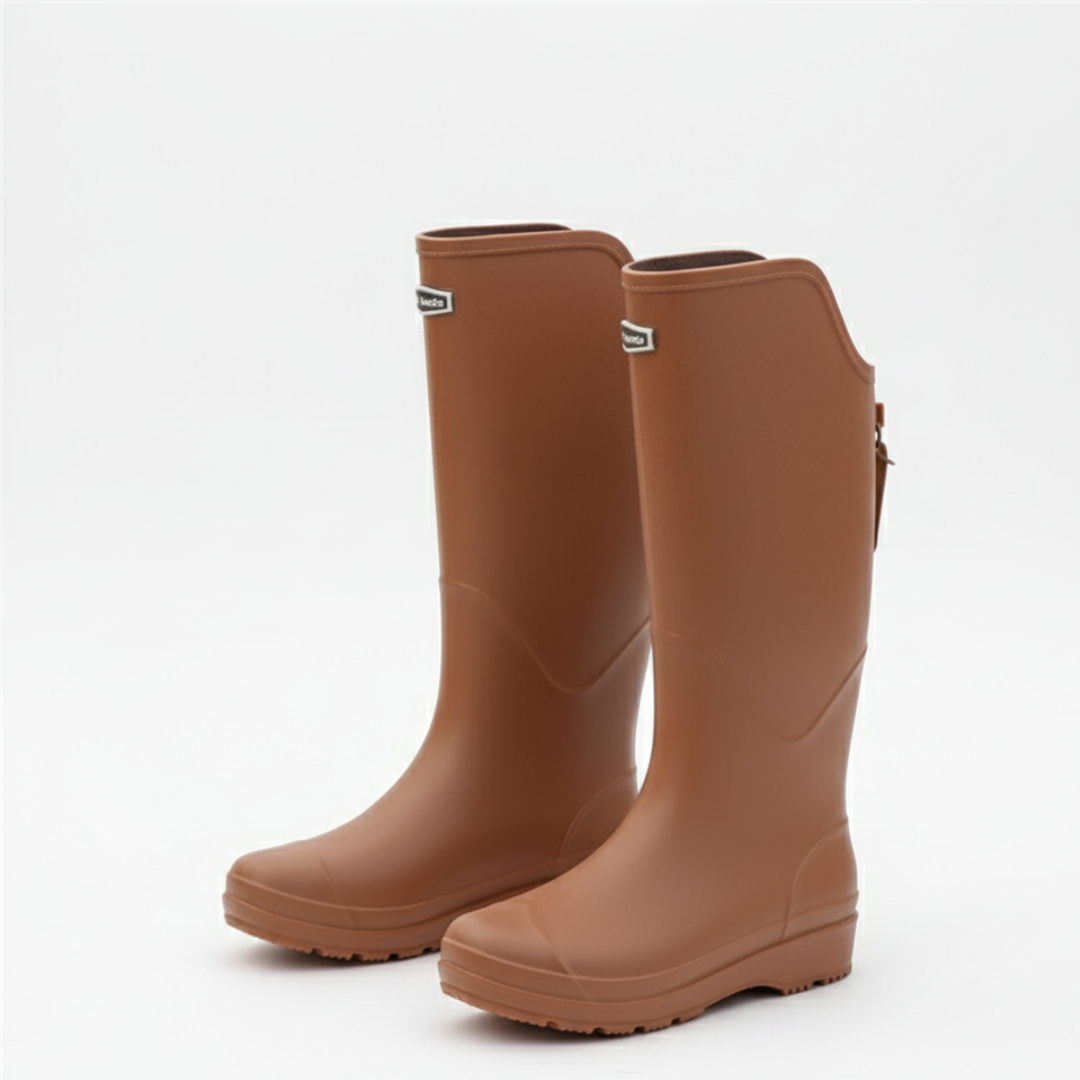 Women's knee high gumboots in Brown