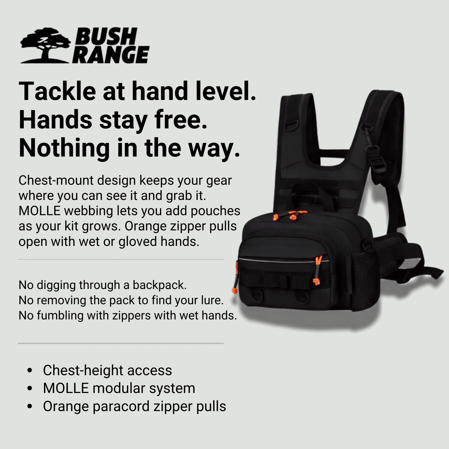 Men’s Outdoor Chest Pack – Hands-Free Zipper Storage for Active Use