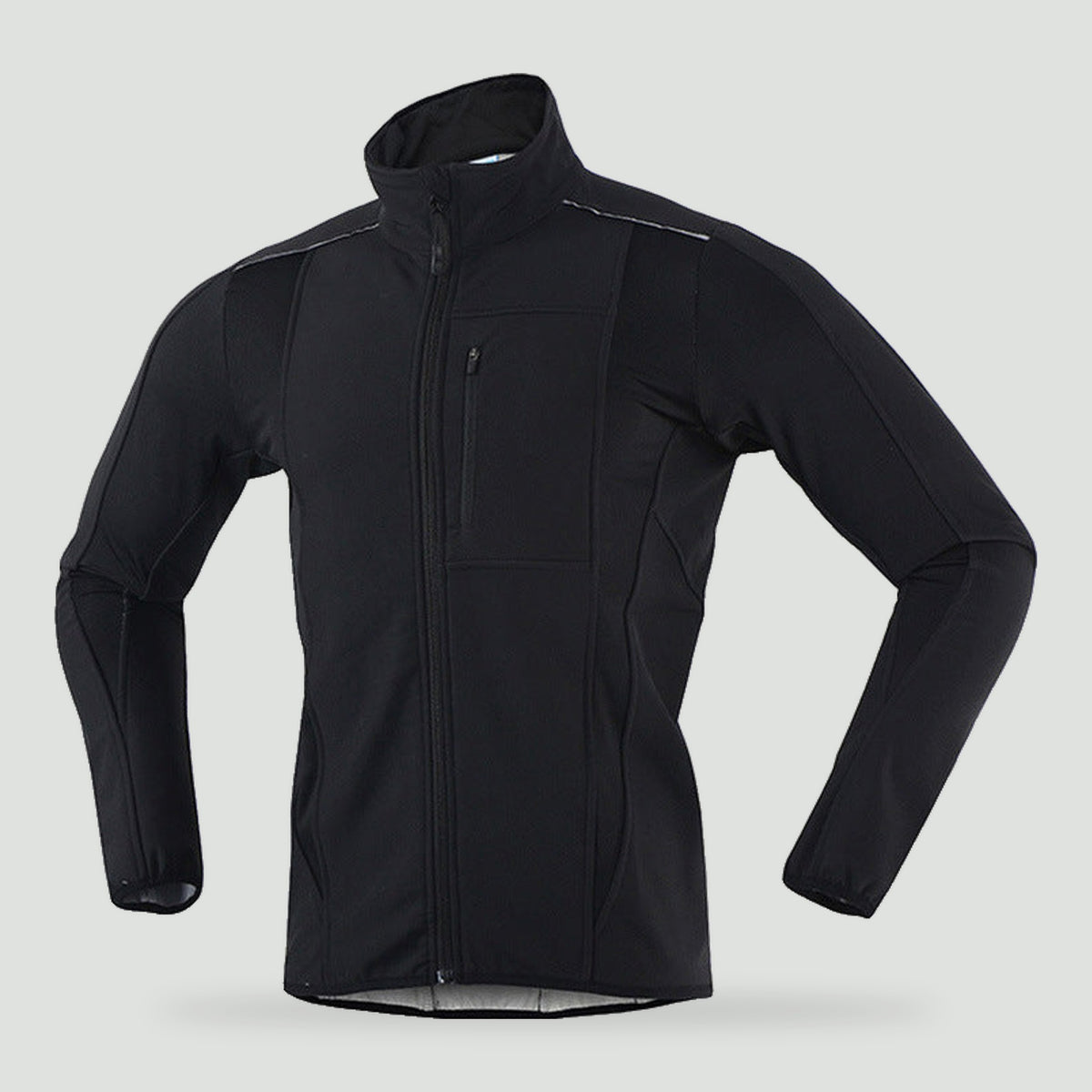 Men's cycling jacket in Black, front view