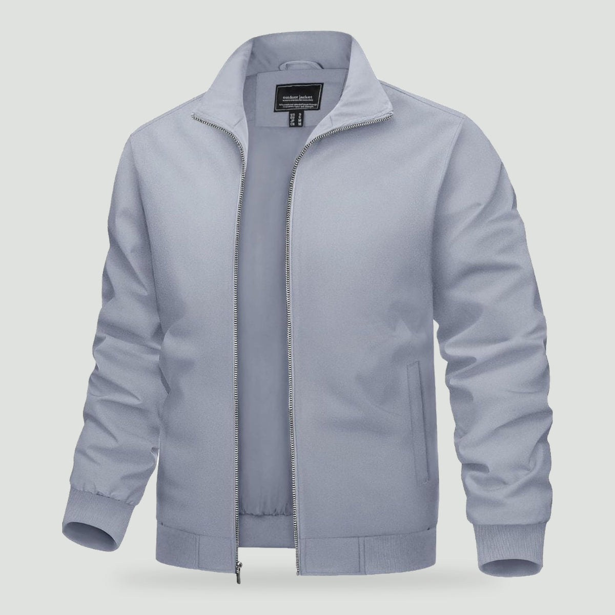 Men's windbreaker jacket in Light Grey, front view