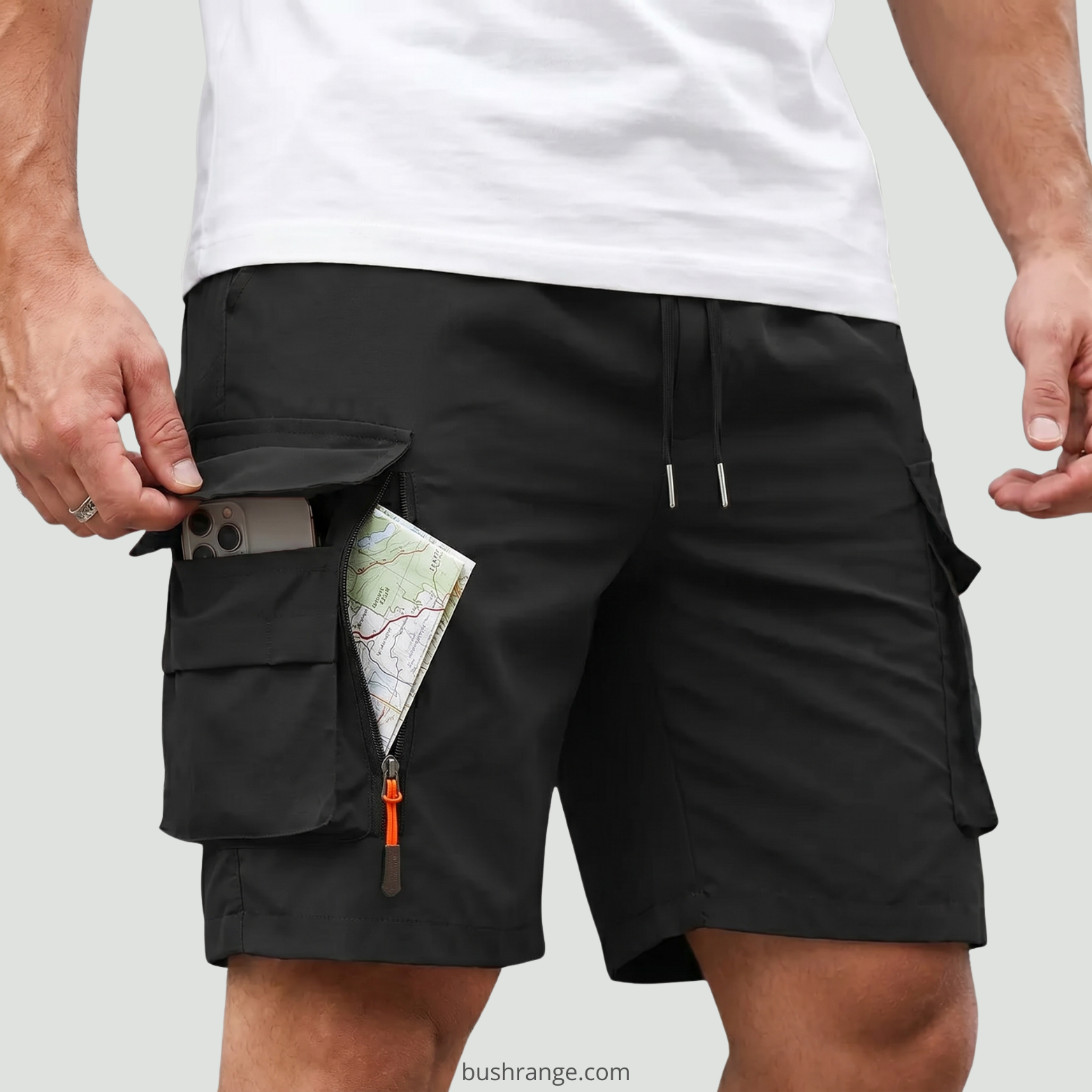Men’s Lightweight Cargo Shorts with Zip Pockets – Outdoor Hiking Fit