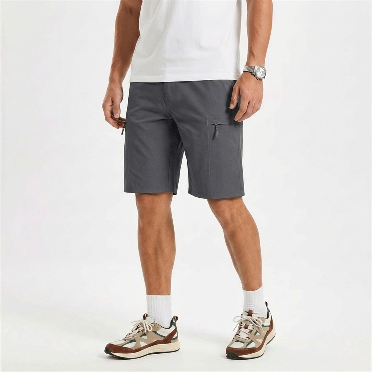 Men's casual shorts in Dark Grey, front view