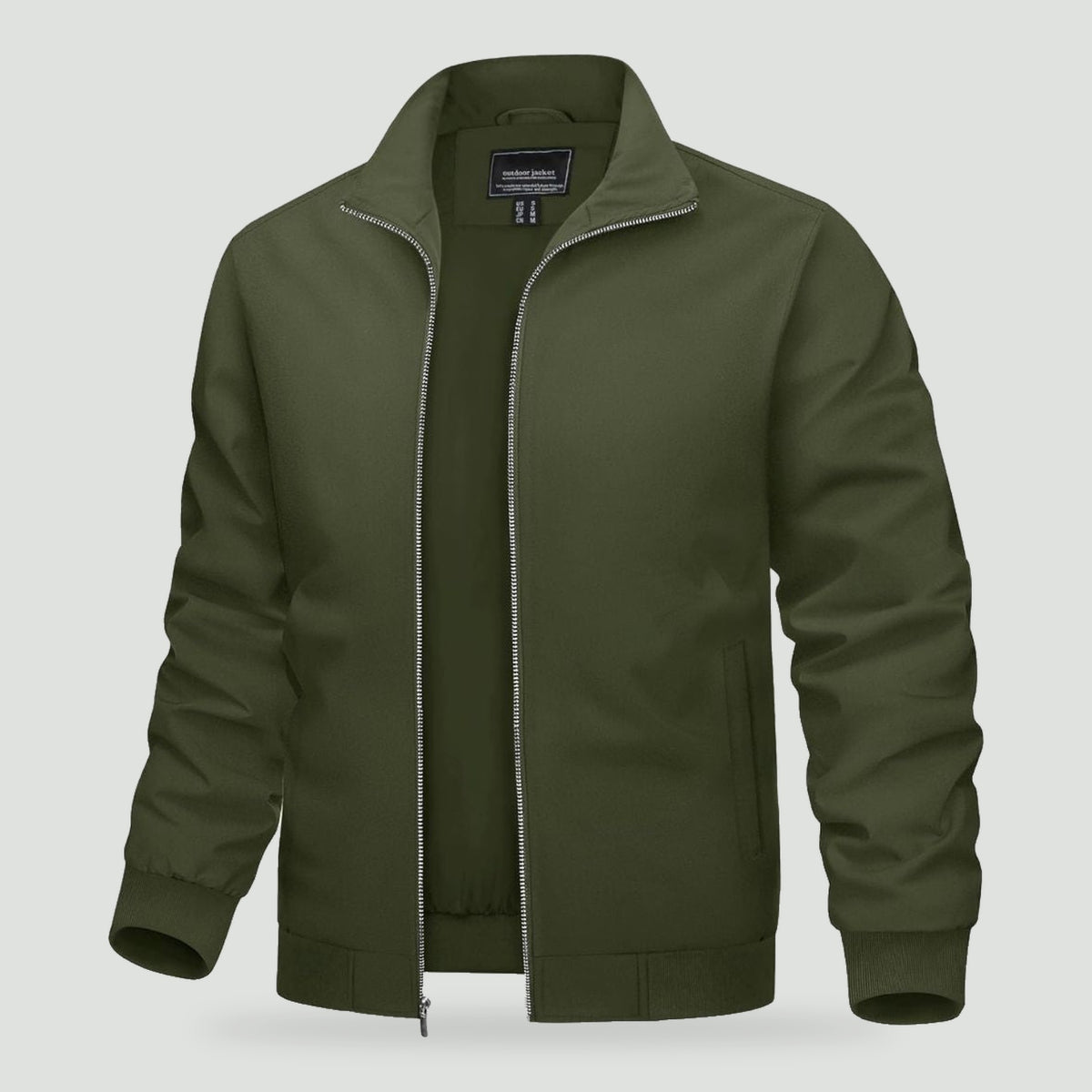 Men's windbreaker jacket in Army Green, front view