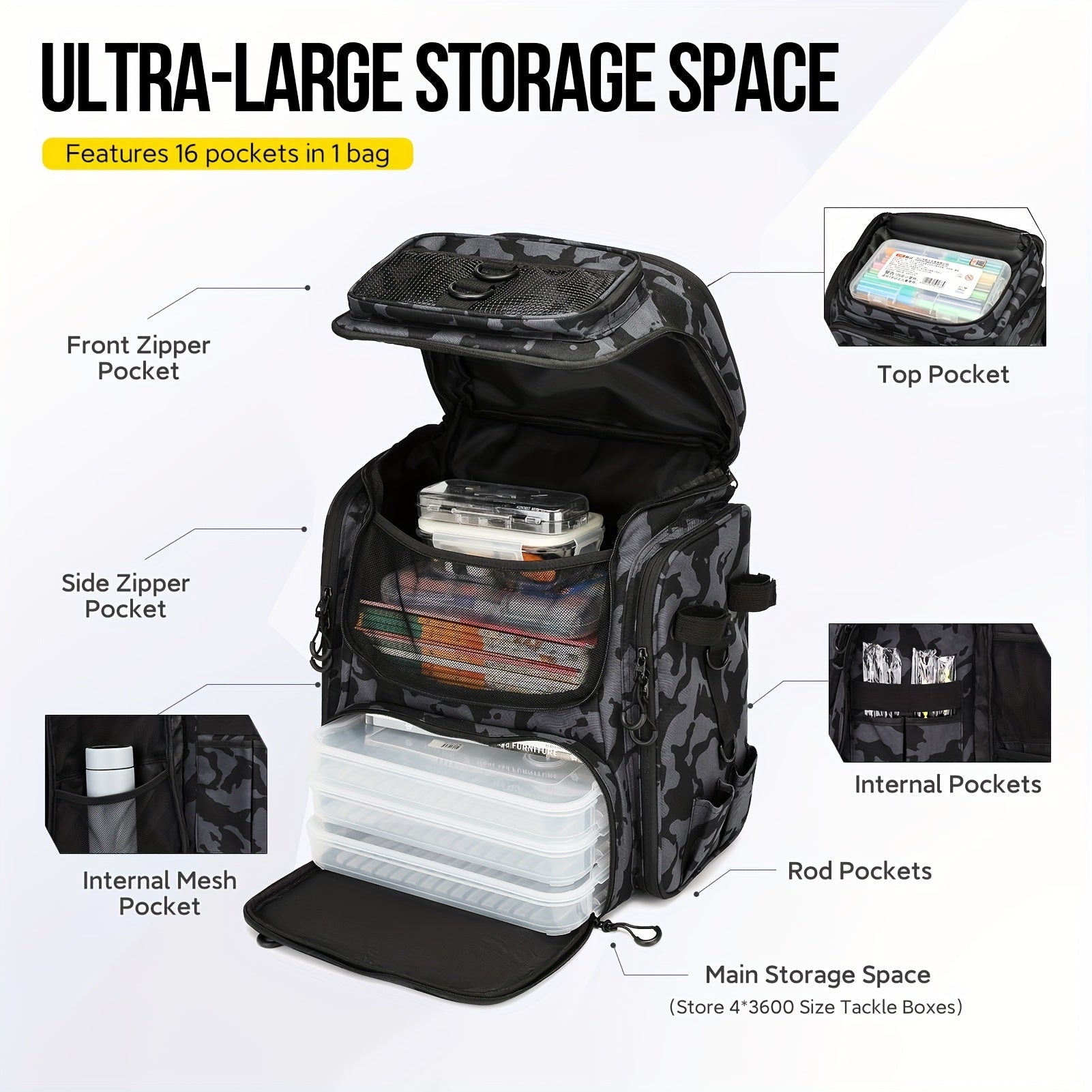 42L Fishing Backpack with Rod Holder – Large Capacity for Outdoor Gear - Bush Range