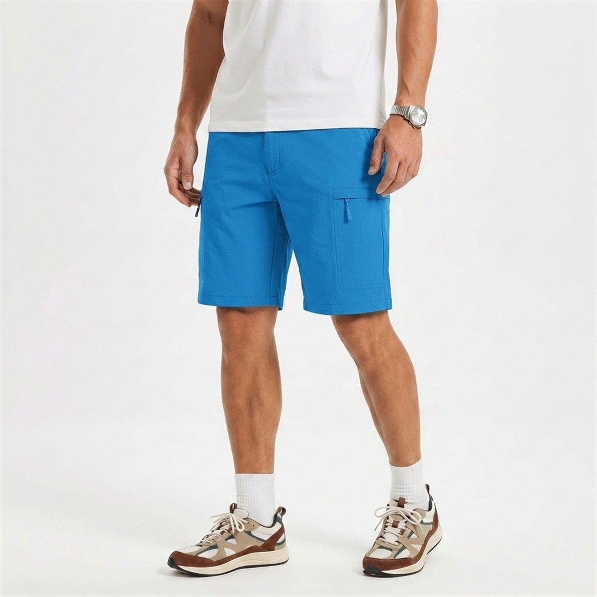 Men's casual shorts in Azure, front view